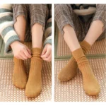 Classic Solid Sock Long-Lasting Thick Wool Sock Winter Rib Sock Cozy For Boots Dresses Daily Wear