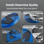 Padel racket Paddle racket 100% carbon EVA elastic memory foam core Lightweight thick tennis racket Carbon fiber padel racket - Image 6