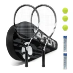 Tennis Rackets for Adults, Pre-Strung 27 Inch Tennis Racquets-2 Player Tennis Racket Set with 3 Balls,2 Grips, 2 Vibration Dampe - Image 2